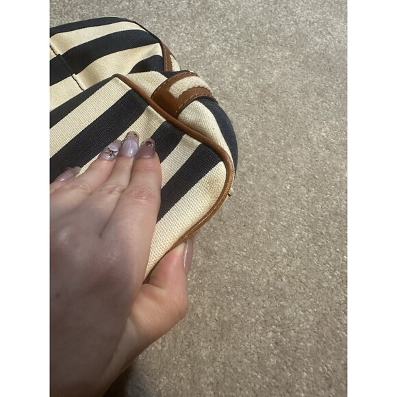 Michael Kors Marina Navy Blue White Stripe Nautical Canvas Tote - Picture 7 of 16